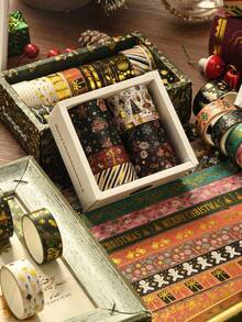 6 Rolls/Box, Merry Christmas Washi Tape Set - Beautiful Christmas Patterns Foil Stamping Process Designs, Decorative DIY Materials For Diaries, Scrapbooks And Crafts - Sets - View 7