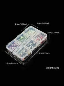 1 Box 6-Grid Mixed Color Round Rhinestone Nail Art Gems, Colorful Flat Bottom Nail Gemstone Set, DIY Nail Decoration, Suitable For Christmas DIY Nail Design And Daily Wear - Multicolor - View 9