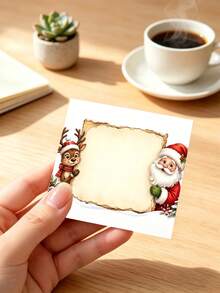 2pcs/100 Sheets Thick Leak-Proof Self-Adhesive Vintage Christmas Sticky Notes With Santa Claus And Reindeer Border, Smooth Writing And Tear-Resistant Pages, Suitable For Student Exam Grading, Office Memo And Diary Collage, Scrapbooking - Christmas Sticky Notes - View 5