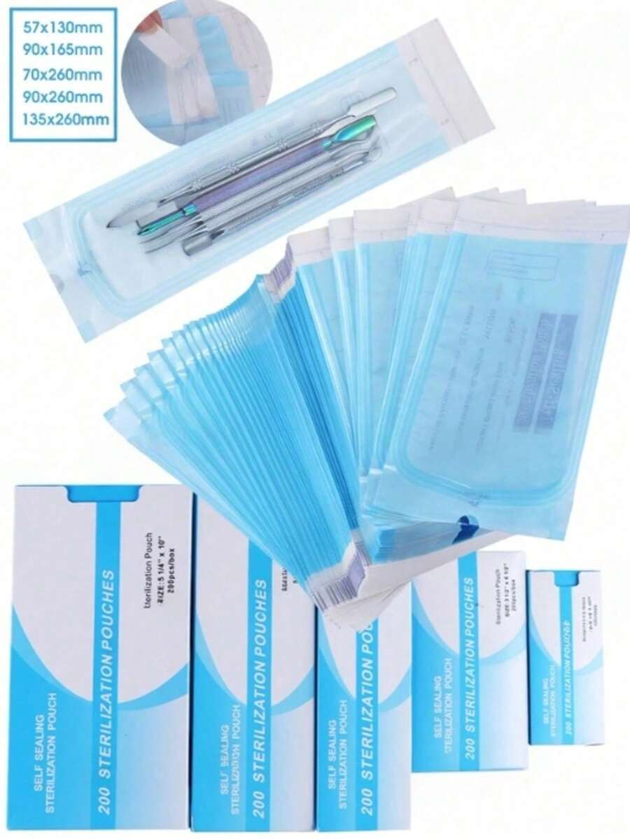 50 Pcs/Pack Self-Sealing Disinfection Bags, Disposable Sanitizing Bags, Cleaning Bags, Suitable For Steel Nail Art Tool Accessories - Multicolor - View 1