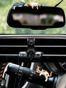 Cute Resin Mini Cat Figurine Accessory, Suitable For Yard And Garden Decor, Computer Monitor And Car Dashboard Decoration, Cute Mini Cat Statue, Windshield And Screen Display Accessory, Exclusive For Pet Lovers, Fun Design, Suitable For Office, Car And Home Decor, Ideal Gift For Cat Lovers - A - View 7