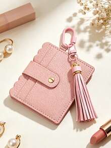 PU Card Holder Keychain With Tassel,Multi Slots Id Credit Card Wallet Bag Charm,Portable Id Card Coin Purse,Bank Card Holder,Fashion Accessories - Multicolor - View 9