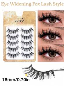 5 Pairs Wet Manga Style Strip False Eyelashes, Anime Spiky Wet Wispy Fake Lashes, Natural Layered Look Eyelashes, Soft Lightweight Reusable Strip Lashes, Eye Makeup Tools For Daily Wear And Cosplay - Gold - View 5