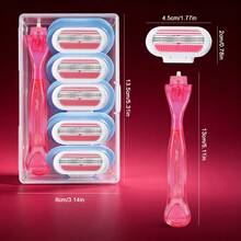 JiFULI Women's Razor, 3-Layer Stainless Steel Blades, Replaceable Manual Hair Removal Shaver, Girls Summer Hair Removal Razor (Holiday Gift) - Rose Red - View 6
