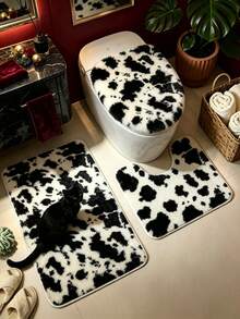 1pc 2D Printed Cow Pattern Bathroom Rug, Bath Mat, Bathroom Carpet, Door Mat, Small Rug, Carpet, Floor Mat, Home Decor, Area Rug, Outdoor Mat, Home Decor, Area Carpet, Bedroom Rug, Washable Carpet - Multi-color a - View 2