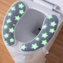1pcGlow-In-The-Dark Star Toilet Seat Cover (Autumn/Winter) – Soft, Warm Cushion With Lift Handle For Easy Lid Opening; Convenient 2-In-1 Design - Multicolor - View 1