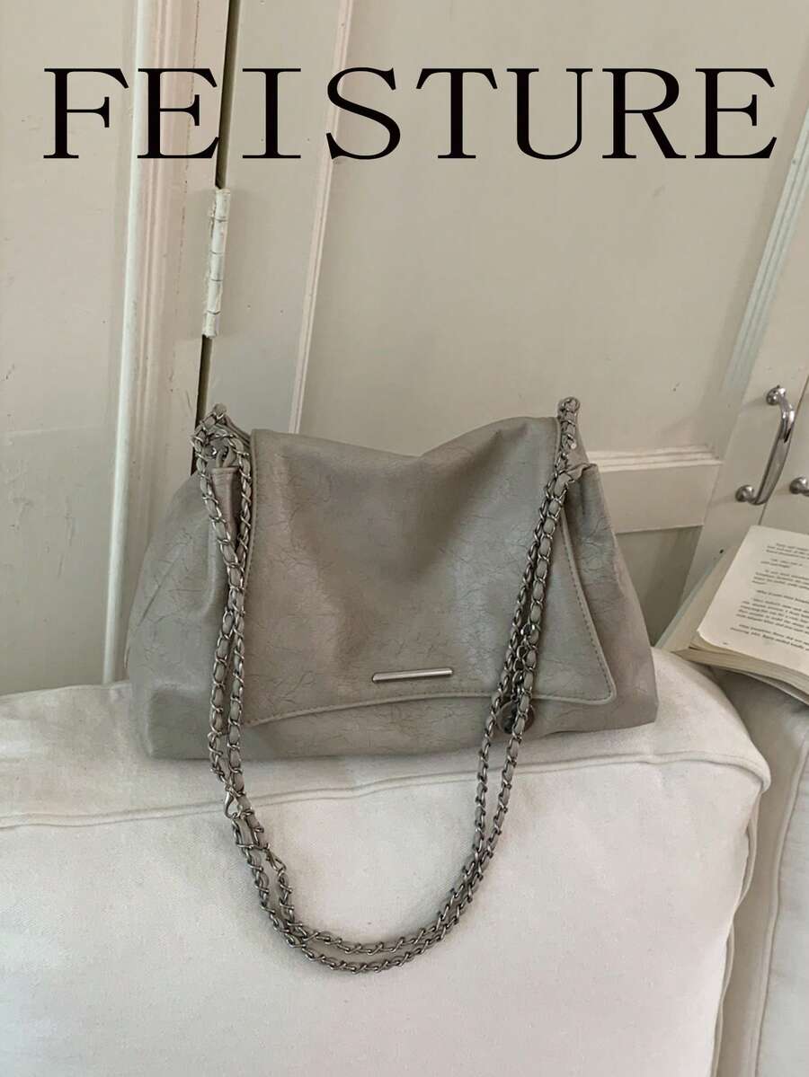 Solid Color Flap Chain Bag For Women, Fashion Soft Shoulder Bag, Suitable For Girls, Ladies, College Students, New Professionals And White-Collar Workers, Perfect For Work, Business, Commuting, School