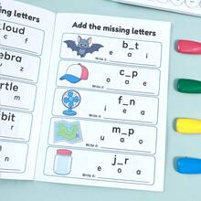 Children's English Letter Completion Practice Book, Picture-Based Missing Word Completion, Phonics Practice Workbook, Back To School Student English Spelling Enlightenment Homework Book, Early Education Educational Training Notebook - Multicolor - View 6