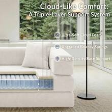 3-Seater Foldable Sofa Bed, 78'' Convertible Sleeper Sofa, Spring Folding Floor Couch With With Pillow Back Support Armrest, 4-In-1 Futon Sofa Bed For Living Room - White - View 6