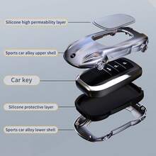 High-Quality Zinc Alloy Key Cover, Compatible With Toyota Camry RAV4 Highlander Avalon Corolla Sienna Venza C-HR Prius Land Cruiser Tacoma 4Runner, Luxury Car Key Shell, Smart Key Protective Case, Anti-Scratch Key Protector, Shockproof Key Cover, Car Key Accessories - Sports Car Style Combo Set - View 7