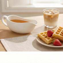 360 Ml Porcelain Gravy Boat, White, Dimensions 22.5 * 8 * 6 Cm, Ideal For Serving Sauces, Gravies, And Salad Dressings - White - View 9