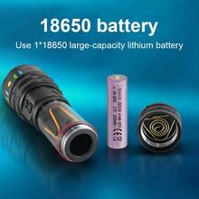 1pc Adjustable Focus Powerful Flashlight, Main White Light With Auxiliary Warm, Blue And Red Light, 5 Modes, Side Light With Multiple Modes, Type-C Charging And Discharging, Suitable For Hunting, Cycling, Camping, Hiking, Fishing, Outdoor Emergency - Flashlight - View 11