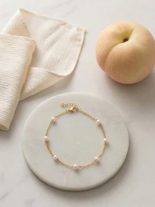 1pc Pearl Anklet Suitable For Daily Wear - Gold - View 2