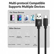 5pcs USB-C Nylon Braided Fast Charging Data Cable, Multiple Specifications Available, Compatible With Apple, Pixel And Android Devices - Multicolor - View 6