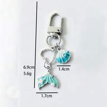 1pc Cute Mermaid Tail Keychain, Pastel Shell Heart Bag Charm, Ocean Style Handbag Pendant, Suitable For Women's Backpack Decoration Accessory - Quantity - View 8