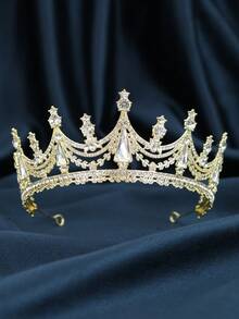 Gold Black Rhinestone Vintage Gothic Bridal Crown Tiara Wedding Hair Accessories Women Bride For Bachelorette Party Prom Pageant - Multicolor - View 6