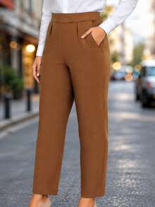 Fashion Plus Size Women's New Arrival All-Season Versatile Commute Casual Long Pants Brown - Brown - View 1