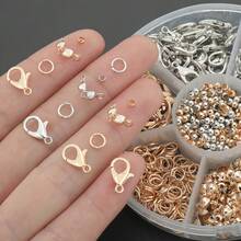 300pcs DIY Jewelry Clasps Connectors Set, 6-Compartment Box, Suitable For Braided Jewelry Making, Bracelets, Necklaces, Anklets, Open Jump Rings, Beaded Connectors, Bag Charms, Jewelry Accessories, Handmade Craft Materials - Accessory Set - View 4