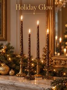 2/4 buah Lilin Panjang Tirus Motif Leopard Vintage, Lilin Panjang Tirus Motif Leopard, 0,86*9,84 Inci, Cocok Untuk Dekorasi Rumah, Makan Malam Romantis, Hiasan Meja, Penciptaan Suasana, dan Hadiah Suvenir - A - View 7