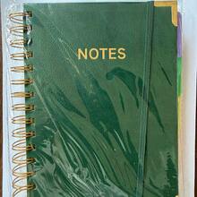 1pc A5 Large Hardcover Spiral Notebook, PU Leather Waterproof Cover, Luxury Gold Foil Scratch-Resistant & Durable, High Capacity Thick Notebook, Academic Style, With Removable Divider Pages Index Tabs, 5-Subject Wide Ruled Notebook Set - Multicolor - View 9