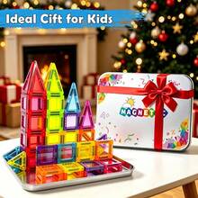 14/26/56pcs Transparent Mini Colorful Window Magnetic Tiles With Iron Storage Box, DIY Stacking Building Blocks Toy, Educational Creative Toy, Christmas And Birthday Holiday Gift For Kids - Multicolor - View 6