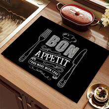 (Hot !!) 1pc 2D Tableware Pattern, Flat Stove Protector Mat And Non-Slip Heat-Resistant Rubber Stove Cover Pad Suitable For Induction Cooktop, Glass Stove And Multi-Functional Anti-Scratch Mat, Also Best Choice For Oven, Washing Machine, Dryer And Kitchen Decoration. - Multicolor - View 11