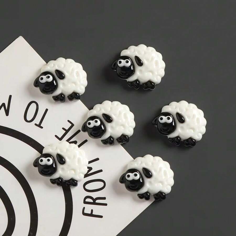 5/10/15pcs Cartoon Sheep Resin Fridge Magnets, Cute Sheep Shaped Refrigerator Magnets For Kitchen Whiteboard Photo Memo Decoration - Multicolor - View 1