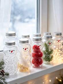 1/3/6pcs Christmas Snowman Mason Jars, Holiday Decor, Suitable For Christmas Party Favors, Candy, Beverage Storage, Snacks, Tabletop Decoration And Gift Display, Halloween DIY Decor And Party Favor Containers - Multicolor - View 1