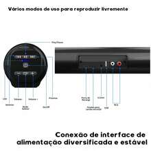 Caixa de Som Potente de 20W Compatível com Televisão, Computador e Notebook - Som de Alta Qualidade para o Ambiente Doméstico - Preto - Visão 4