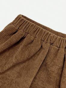 Tween Girls Tween Girl Autumn/Winter Brown Corduroy Button Decor A-Line Pastoral Versatile All-Match Casual Skirt - Khaki - View 4