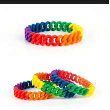 1pc Men's Colorful Braided Silicone Bracelet - Silicone Bracelet - View 1