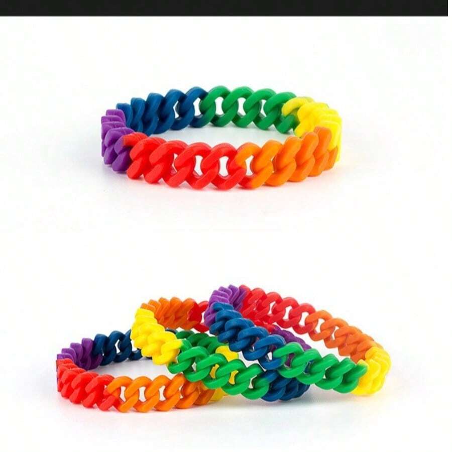 1pc Men's Colorful Braided Silicone Bracelet - Silicone Bracelet - View 1