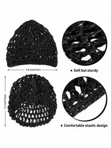 Topi Jaring Rajutan Tangan Wanita Warna Polos, Kain Rajut Berongga Elastisitas Tinggi dan Bernapas, Penutup Penuh untuk Pakaian Tidur dan Penyimpanan Rambut untuk Rambut Panjang untuk Mengurangi Kusut, Cocok untuk Penataan dan Perawatan Sehari-hari - MultiWarna - View 4