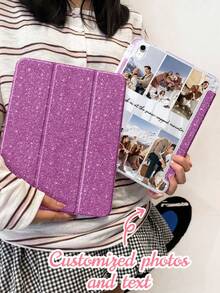 Custom 6-Slot Photo & Text Tablet Protective Case, Durable Acrylic Anti-Scratch Shell, Magnetic Auto Sleep/Wake Function, Built-In Stand And Pen Slot, Compatible With IPad Mini 6/7, 7/8/9 (10.2 Inch), Air 4/5 (10.9 Inch), Pro (11 Inch), Ultra-Thin Lightweight Design, Perfect Gift For Friends, Girlfriend, Etc., Ideal For Christmas, Birthday - Multiple Styles - View 2