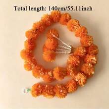4/2/1件 4.92英尺 人造萬壽菊花環 橘色人造花，亡靈節掛飾，適用於排燈節裝飾、傳統裝飾、萬壽菊花環裝飾、居家排燈節裝飾、萬聖節裝飾 - 橘色 - 查看 21