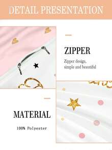2/3-teiliges süßes Ballerina-Prinzessin-Bettwäsche-Set für Mädchen, rosa Ballon-Polka-Dot-Sterne-Bettbezug-Set, (Twin/Full/Queen/King-Größe) - Verschiedenfarbig - Übersicht 9