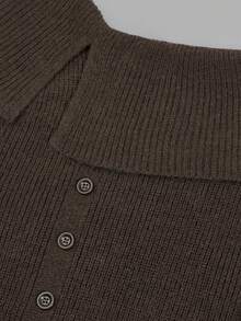 Nicenter Women's Fall Winter Dark Brown Off‑Shoulder Side Button Wool Blend Knit Bodycon Mini Dress Elegant Casual For Daily Party Fall Outfit For Women - Coffee Brown - View 5