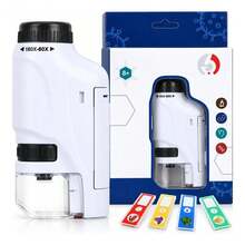 MINI MICROSCÓPIO PORTÁTIL INFANTIL COM LÂMINAS BIOLÓGICAS E SUPORTE PARA CELULAR 60X A 180X - A - Visão 5