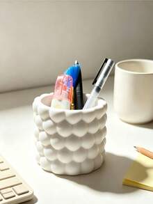 3D Printed Bubble Pearl Texture Pen Holder, Rounded Granular Design, Minimalist INS Style Desktop Practical Storage Organizer Decor - Bubble Pearl Texture Pen Holder - View 8