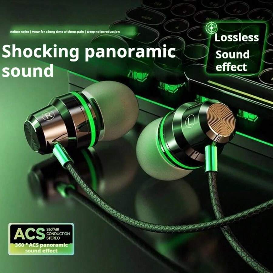 Gaming Headset With L-Shaped Plug, Convenient Use, Cool Color, Metal Ear Shell, Premium Texture, Suitable For Music, Learning, Work, Leisure And Multiple Occasions, With Microphone, Great Gift - View 1