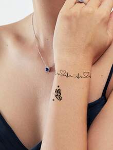 4PCS Black Minimalist Rose Heart Heartbeat Butterfly Star Pattern Party Gift DIY Holiday Gift Music Festival Temporary Waterproof Tattoo Stickers For Arm Shoulder Neck - Black - View 4