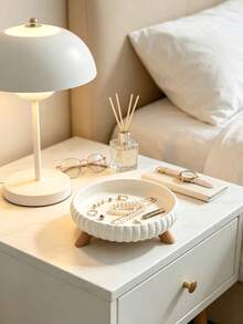 1pc Round Wavy Decorative Tray/Storage Tray - Fan-Shaped Edge Design, Suitable For Storing Rings, Earrings And Necklaces, Also Can Be Used As Jewelry Storage Ornament On Vanity; Suitable For Home Bedroom Decoration (Note: Not For Food Contact), Jewelry Display Tray, Desktop Storage Tray - Multicolor - View 1