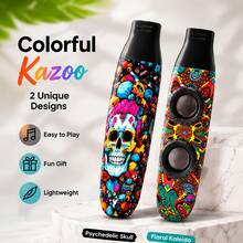 1pc Portable Pocket-Sized Mouthpiece Instrument, Adjustable Double Reed, Suitable For Guitar And Ukulele Accompaniment, Cool Graffiti Design, Perfect Gift For Music Lovers - Multicolor - View 3