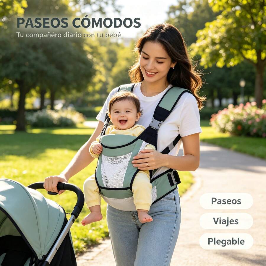 Esta mochila plegable para bebé soporta hasta 20 kg, el color se envía al azar. - Multicolor - Ver 1