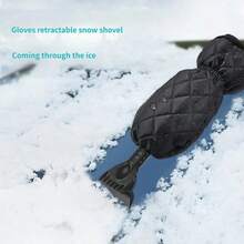New Car Snow Scraper With Fleece Gloves, Telescopic Aluminum Alloy Ice And Frost Scraper Brush, Car Windshield Snow Brush - Snow Shovel + Gloves - View 3