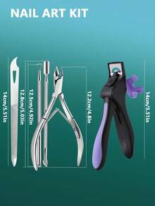 Manicure Nail Art Kit With 6-Gear Trim Positioner, Professional Stainless Steel Nail Clipper Cuticle Nipper Nail File Cuticle Pusher Set, DIY False Nail Trimming Tools For Home Salon Nail Care - Multicolor - View 2