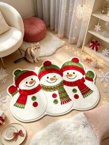 1pc 3-Piece Christmas Snowman Doormat, Christmas Gift, Door Mat, Small Rug, Welcome Mat, Carpet, Floor Mat, Outdoor Doormat, Kitchen Rug, Home Decor, Front Door Mat, Area Rug, Outdoor Mat - Multicolor - View 1