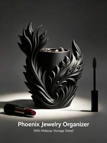 1PC Phoenix Shaped Sculptural Vanity Organizer, Decorative Makeup And Jewelry Storage Box, Can Hold Rings, Earrings, Lipstick And Makeup Brushes - Multicolor - View 5