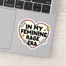 1PC In My Feminine Rage Era Sticker – Empowering Vinyl Decal With Heart And Floral Design For Women And Allies | Perfect For Laptops, Water Bottles, And Cars | Bold Self-Expression Gift | , Waterproof, And Easy To Apply - Multicolor - View 10