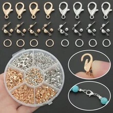 300pcs DIY Jewelry Clasps Connectors Set, 6-Compartment Box, Suitable For Braided Jewelry Making, Bracelets, Necklaces, Anklets, Open Jump Rings, Beaded Connectors, Bag Charms, Jewelry Accessories, Handmade Craft Materials - Accessory Set - View 10